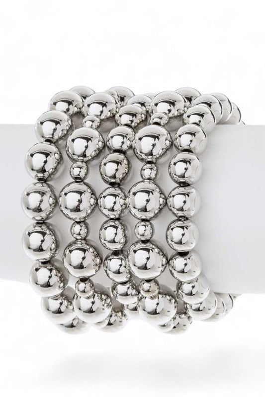 5 Strands 10MM Pearls Stretch Bracelet Set