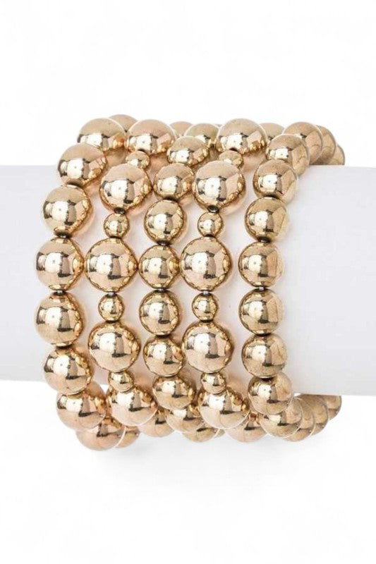 5 Strands 10MM Pearls Stretch Bracelet Set