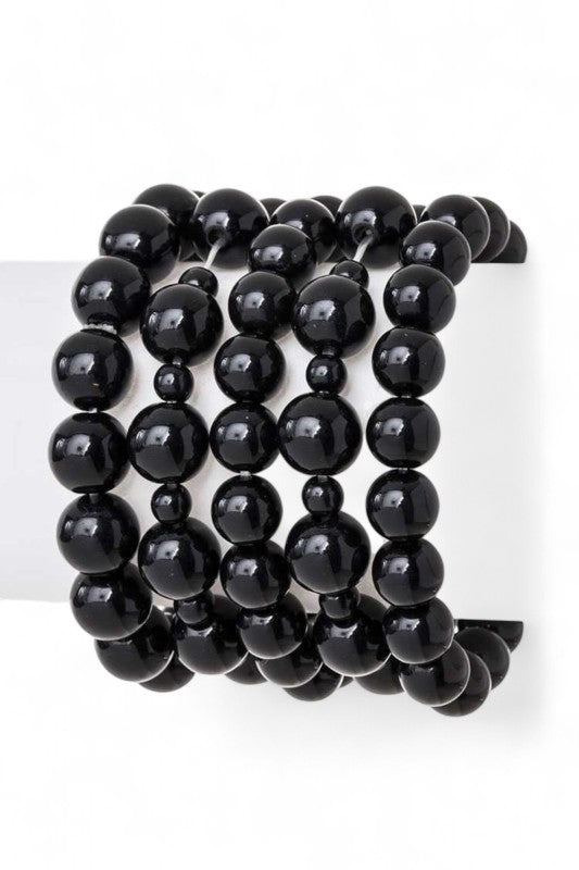 5 Strands 10MM Pearls Stretch Bracelet Set