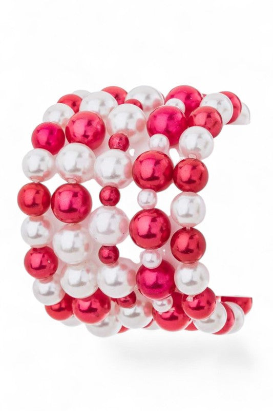 5 Strands 10MM Pearls Stretch Bracelet Set