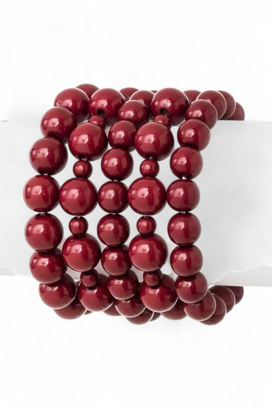5 Strands 10MM Pearls Stretch Bracelet Set