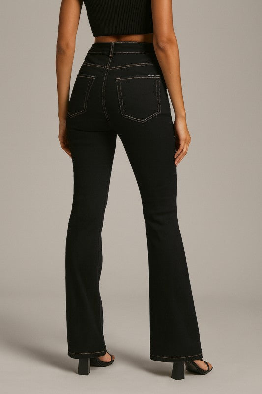 Bootcut Jeans with Gold Gem Studs