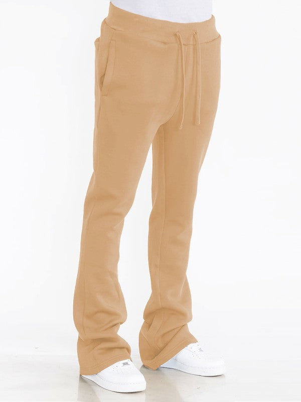 Solid Stacked Flare Track Pants