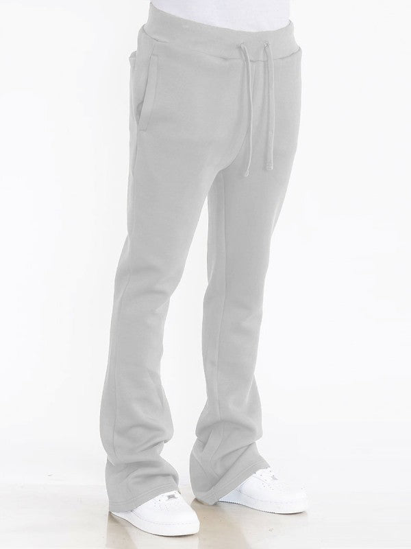 Solid Stacked Flare Track Pants