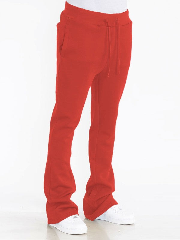Solid Stacked Flare Track Pants