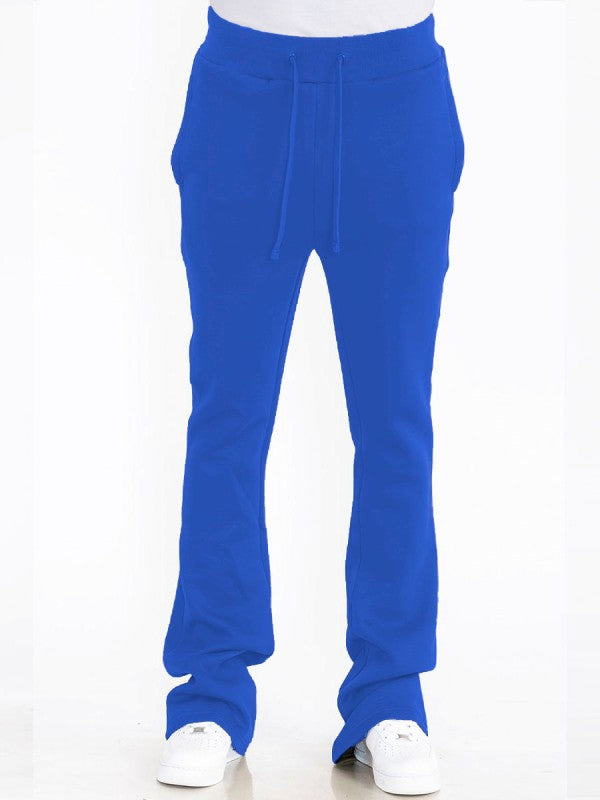 Solid Stacked Flare Track Pants