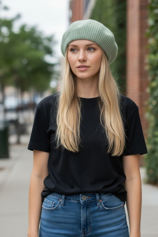 Brushed Wool Structure Beret