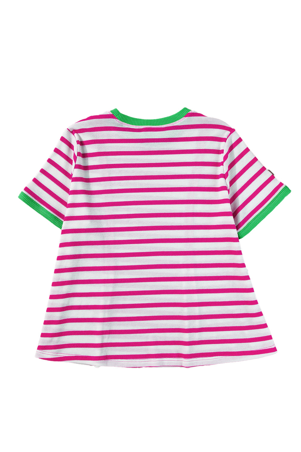 Rose Stripe Contrast Trim Crew Neck Knit Tee