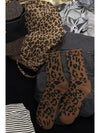 Chestnut Allover Leopard Print Crew Socks