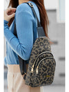 Leopard Printed PU Leather Zippered Fanny Pack Sling Bag