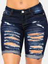 Distressed Denim Shorts with Pockets - Cocoa Yacht Club