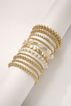 Gold Boho Pearl Beaded Stretch Bracelet Set