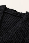 Black Solid Color Buttoned Down Casual Knitted Cardigan - Cocoa Yacht Club