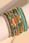 Gold Boho Crystal Beaded Multilayer Bracelet Set