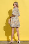 And The Why Full Size Floral Surplice Puff Sleeve Dress - Cocoa Yacht Club