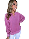 Skobeloff Notched Neck Exposed Seam Drop Shoulder Sweatshirt