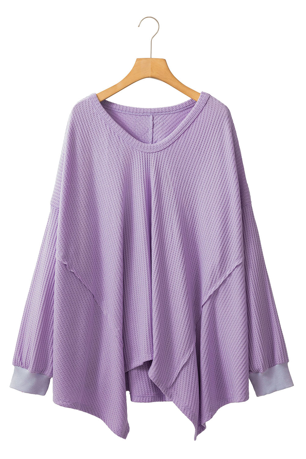 Orchid Petal Plus Size Waffle Knit Exposed Seam Flowy Top