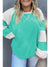 Aruba Blue Colorblock Patchwork Plus Sweatshirt