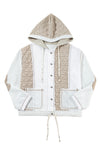 Light Blue Quilted Textured Patchwork Hooded Jacket