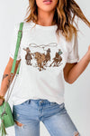 White Retro Graphic Cotton Blend Graphic Tee