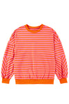 Blue Stripe Drop Shoulder Crew Neck Loose Sweatshirt