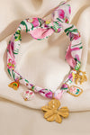 Peach Blossom Floral Pendant Scarf Necklace