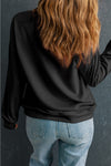 Black Rhinestone Checkered Halloween Ghost Drop Shoulder Sweatshirt