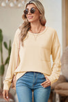 Clearly Aqua Pocketed Ribbed Long Sleeve Top