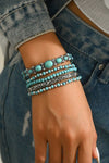 Silvery Boho Turquoise Beaded Bracelet Set