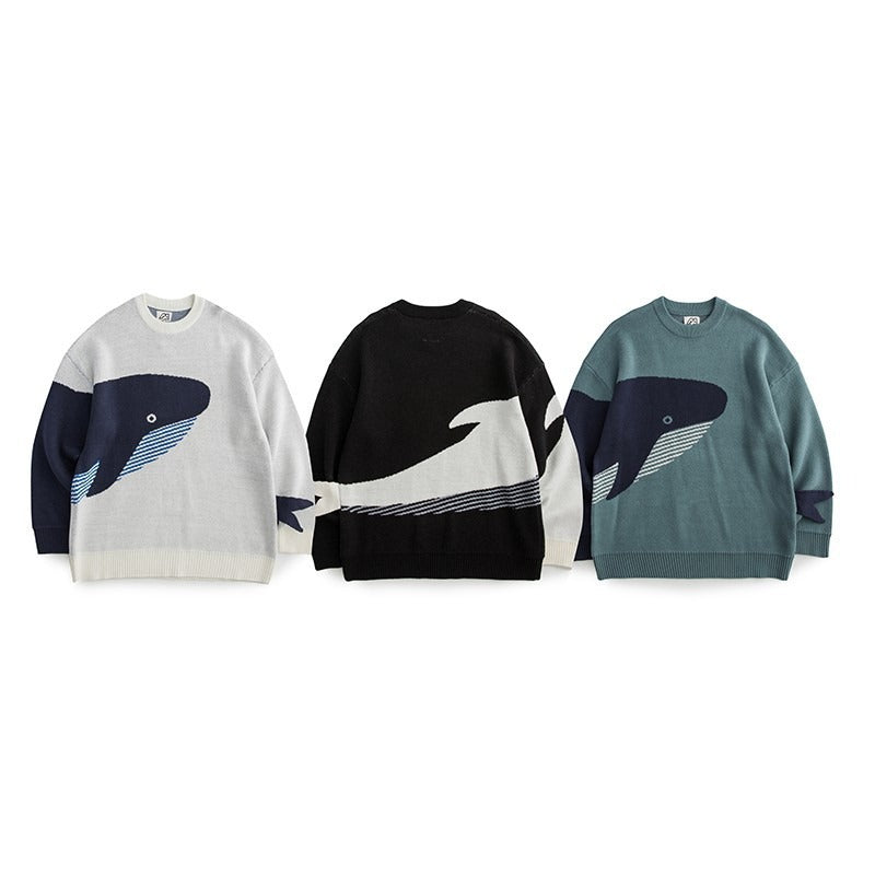 Cocoa Yacht Club Whale Jacquard Knit Sweater