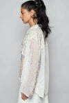 POL Floral Slit Back Plaid Patchwork Shirt