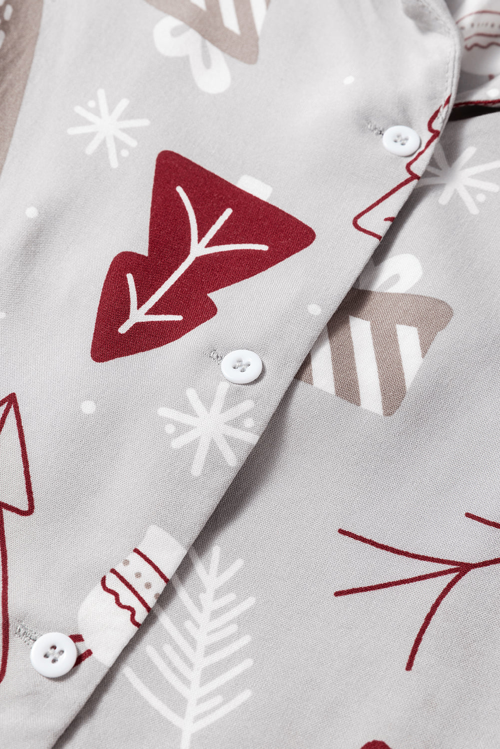 Light Grey Christmas Deer Printed Shirt and Pants Pajama Set