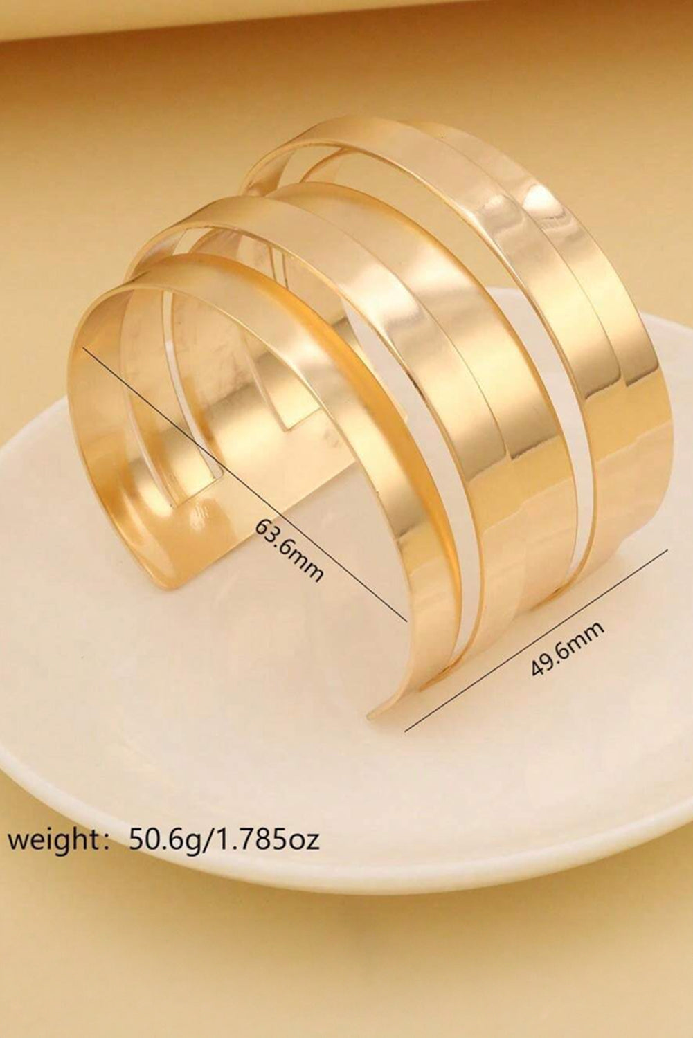 Gold Minimalist Multi Layered Open Cuff Alloy Bangle