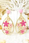 Rose Red Braided Flower Waterdrop Earrings