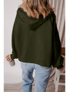 Smoke Green Half Zipper Kangaroo Pockets Drop Shoulder Hoodie