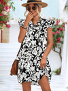 Floral Tie Neck Butterfly Sleeve Dress - Cocoa Yacht Club