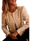 Golden Fleece Sequin Open Front Collarless Jacket