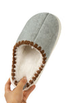 Medium Grey Thick Sole Plush Lined Home Slippers