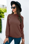 Decorative Button Long Sleeve Sweatshirt - Cocoa Yacht Club