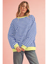 Green Stripe Contrast Edge Oversized Sweatshirt