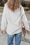 White Football Graphic Drop Shoulder Game Day Corded Sweatshirt