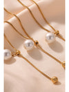 Gold Plated Pearl Beaded Y-Shape Necklace