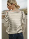 Black Stripe Patchwork Loose Long Sleeve Tee - Cocoa Yacht Club