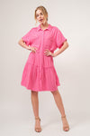 And The Why Full Size Raw Edge Washed Tiered Shirt Dress - Cocoa Yacht Club