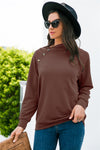 Decorative Button Long Sleeve Sweatshirt - Cocoa Yacht Club