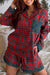 Red Plaid Contrast Color Christmas Holiday Long Sleeve Shirt and Shorts Pajama Set