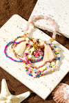 Peach Blossom Butterfly Charm Tassel Colorful Beaded Bracelet Set