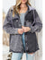 Gray Checked Patchwork Raw Hem Hooded Denim Jacket