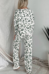 Beige Leopard Print Long Sleeve and Pants Loungewear Set