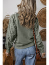  Eyelet Round Neck Long Sleeve Sweatshirt.